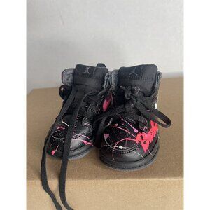 Nike Air Jordan 1 Girls 4C Black‎ Kids Toddler Shoes 640735-021 Painted "Barbie"